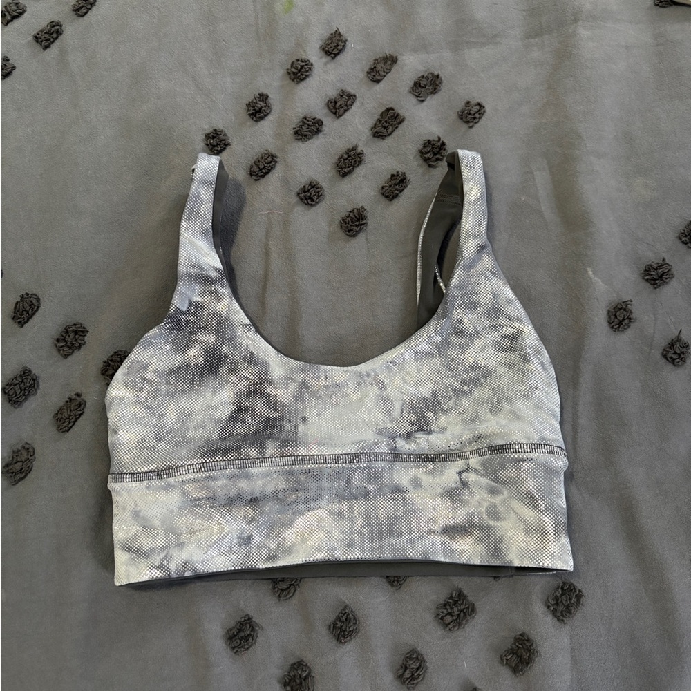Lululemon grey metallic reversible scoop sports bra